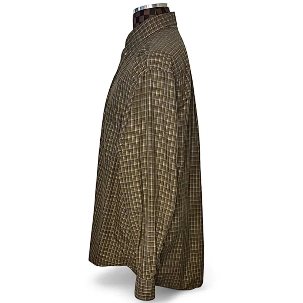 Burberry Mens Plaid Dress Shirt XL Preppy Brown Green Blue Yellow Button Up - Picture 5 of 10